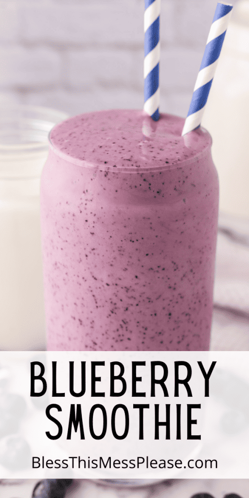 Pinterest Image that matches the text which reads Blueberry Smoothie Recipe