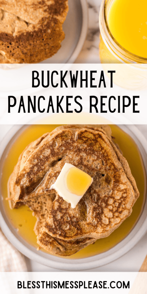 Pinterest Image that matches the text which reads Buckwheat Pancakes Recipe