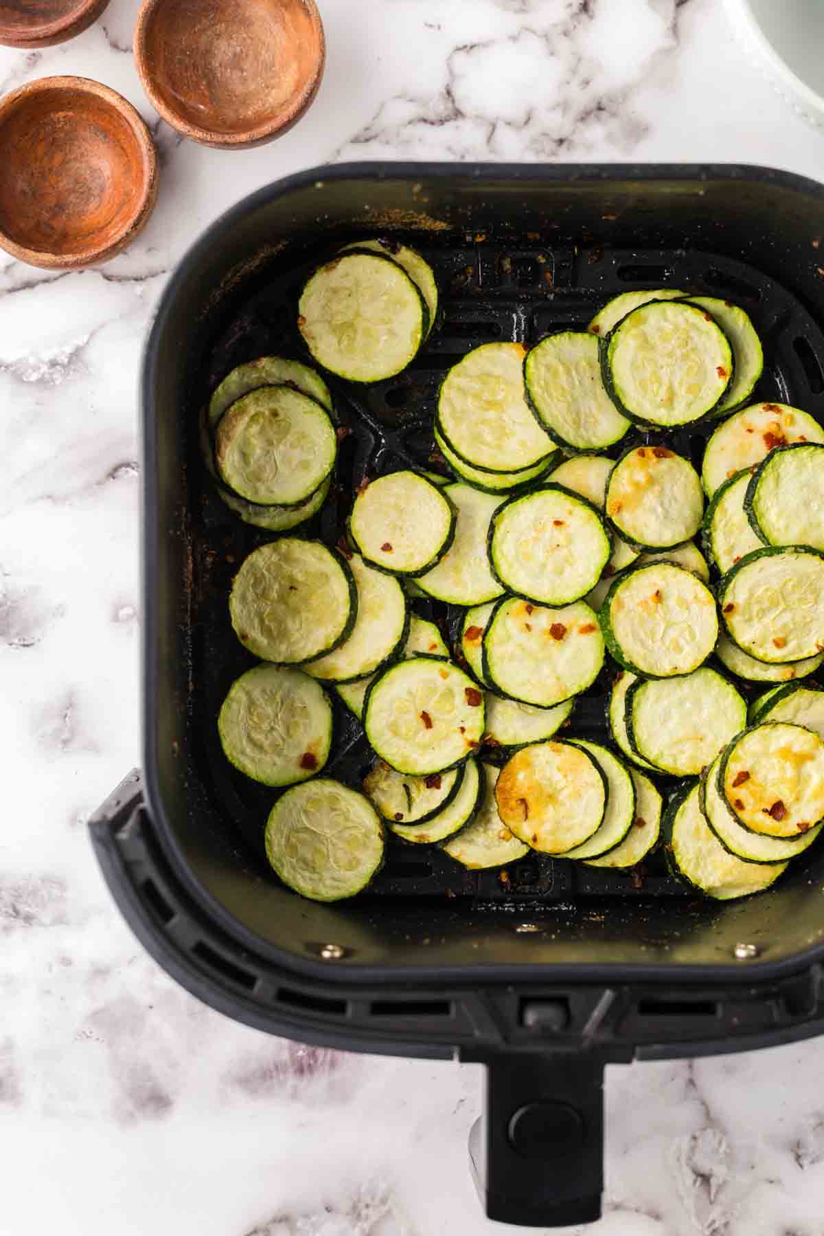 basket with air fryer zucchini recipe.