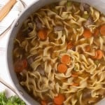 beef noodle soup recipe in a large pot.