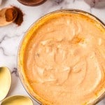 glass mixing bowl of homemade chipotle sauce.