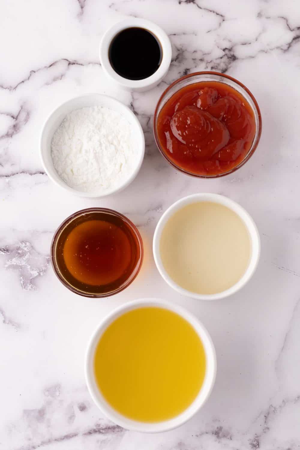 Ingredients for making sweet and sour sauce.