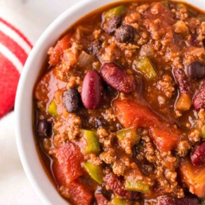 Bowl full of copycat Wendy's chili.