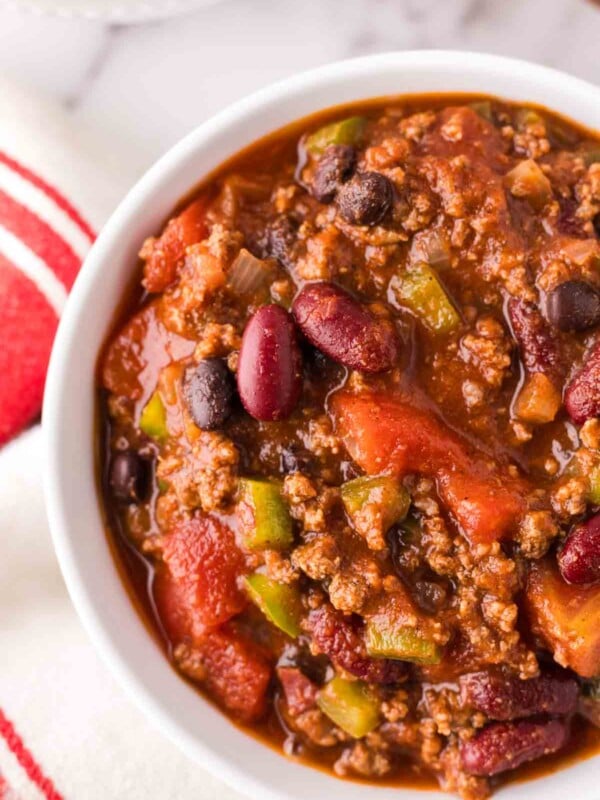 Bowl full of copycat Wendy's chili.