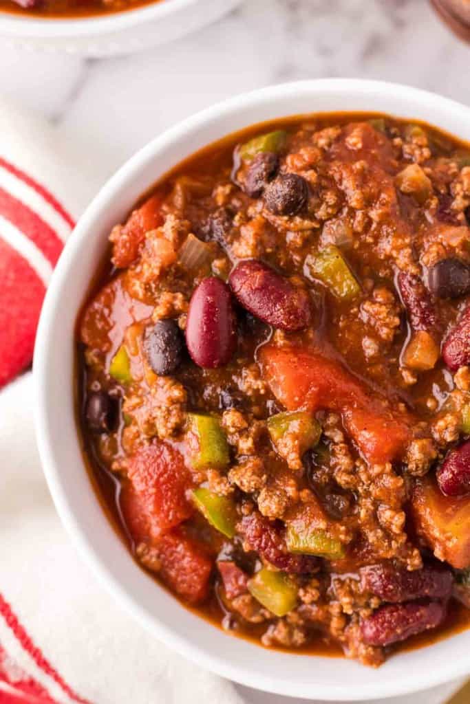 Bowl full of copycat Wendy's chili.