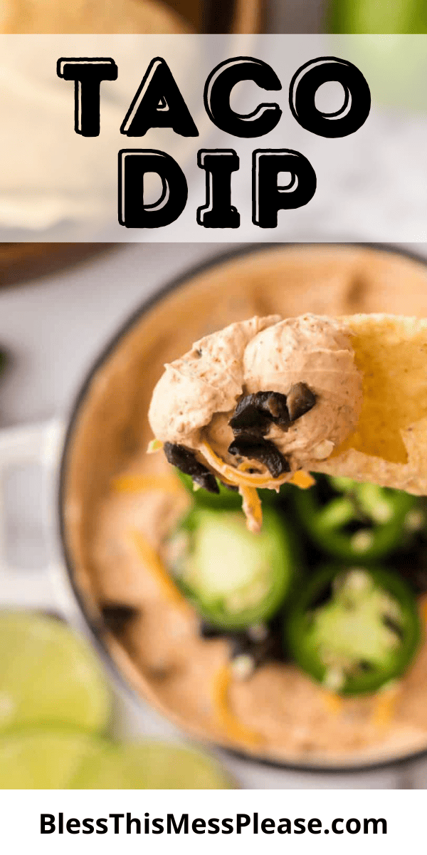 Pinterest pin with text that reads Taco Dip.