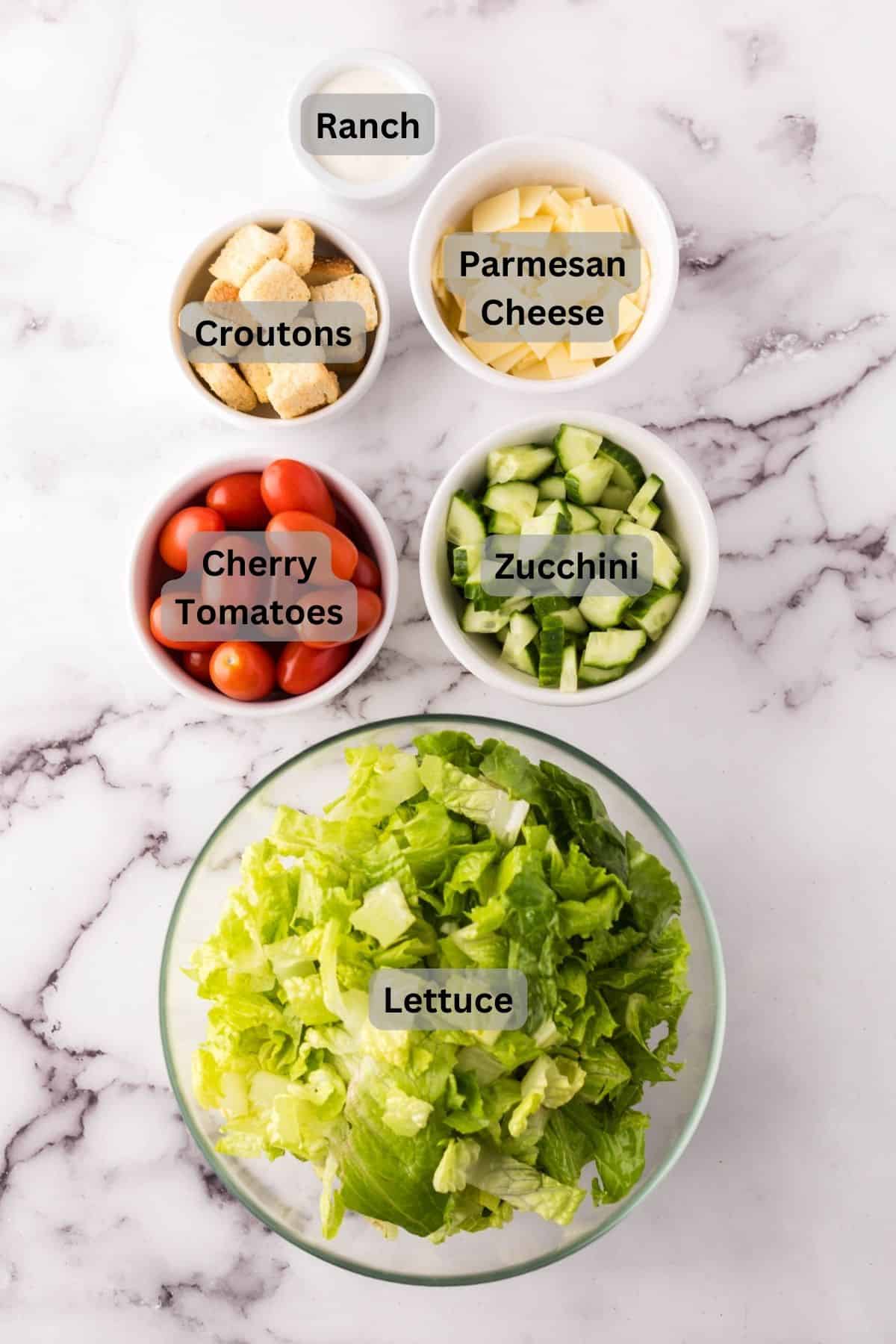 Digitally labeled ingredients for chef salad