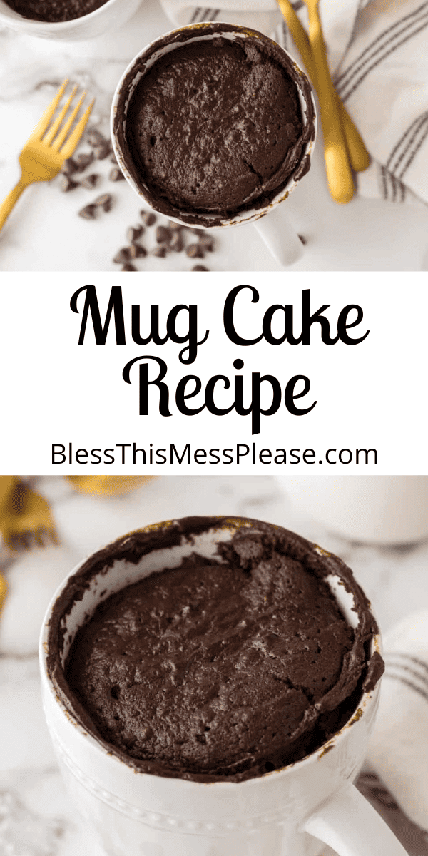 Pinterest pin with text that reads Mug Cake Recipe.