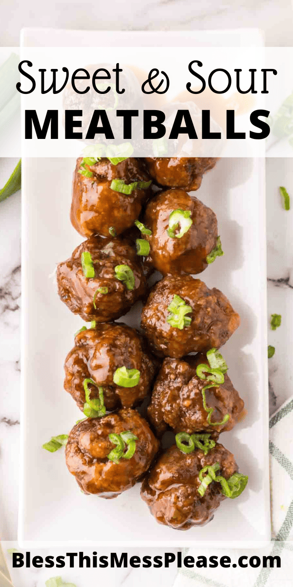 Pinterest pin with text that reads Sweet and Sour Meatballs Recipe.