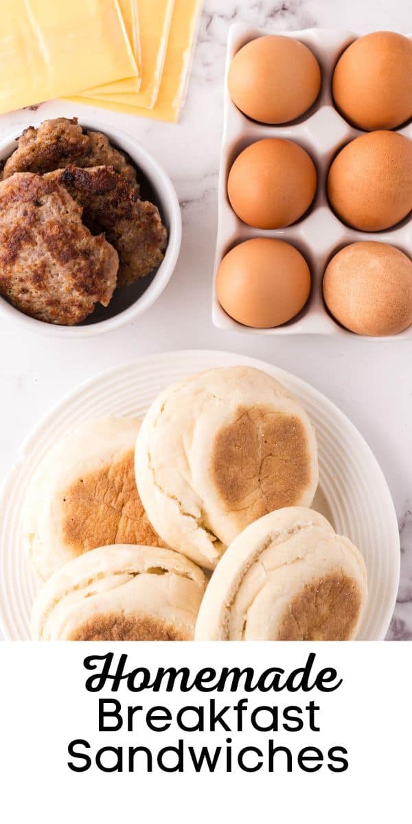 Pinterest pin with text that reads Homemade Breakfast Sandwiches.