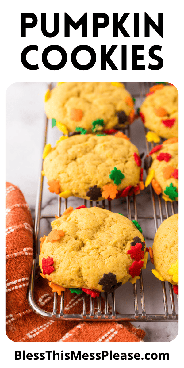 Pinterest pin with text that reads Pumpkin Cookies.