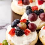 fresh fruit atop fruit pizza cookies.