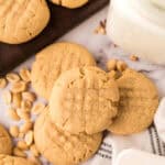 pile of fresh baked peanut butter cookies.