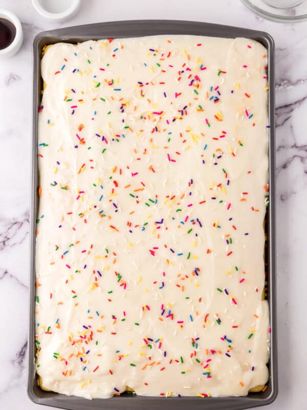 Vanilla sheet cake recipe.