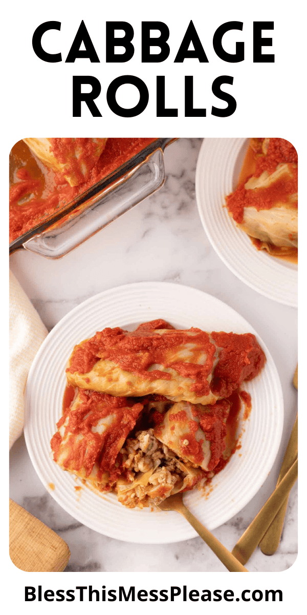 Pinterest pin with text that reads cabbage rolls.