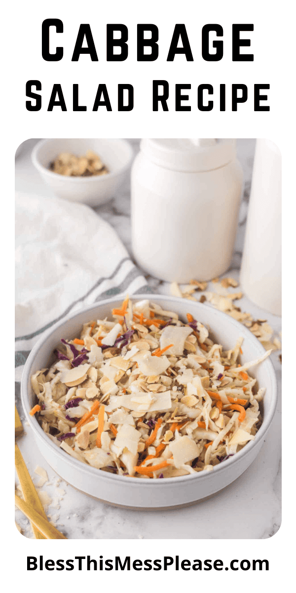Pinterest pin with text that reads cabbage salad recipe.