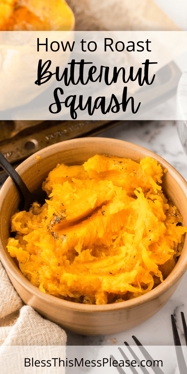 Pinterest pin with text that reads how to roast butternut squash.