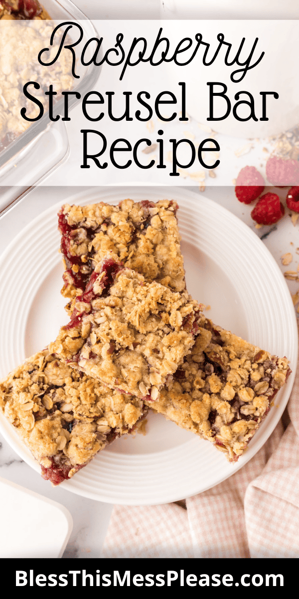 Pinterest pin with text that reads Raspberry Streusel Bar Recipe.