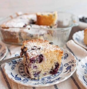square serving of blueberry cobbler recipe.