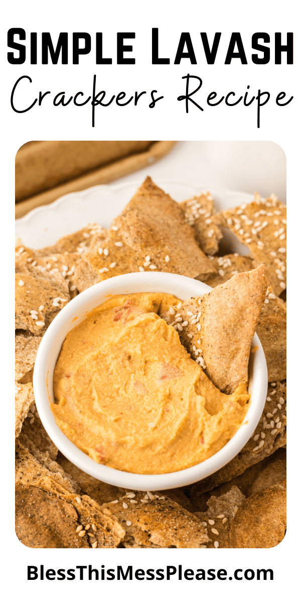 Pinterest pin with text that reads Simple Lavash Crackers Recipe.