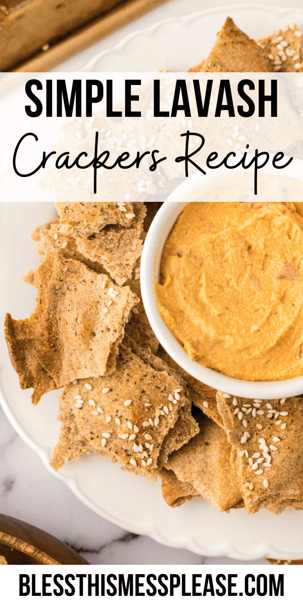 Pinterest pin with text that reads Simple Lavash Crackers Recipe.