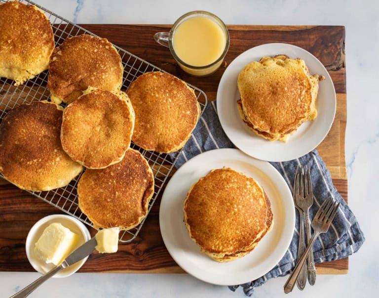 Stack 'Em High: Golden Cornbread Pancakes — Bless this Mess