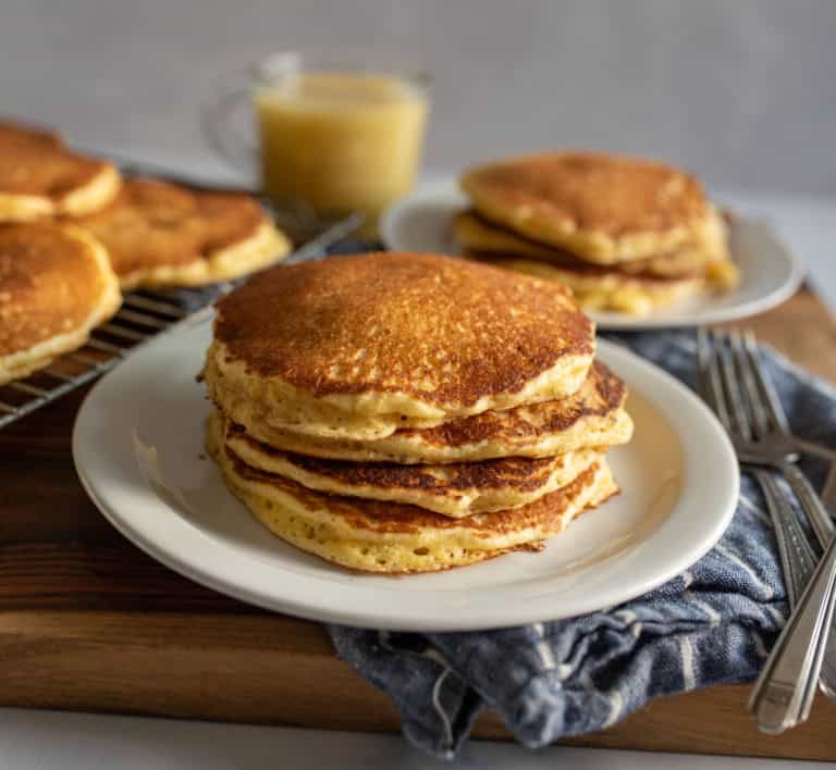 Stack 'Em High: Golden Cornbread Pancakes — Bless this Mess