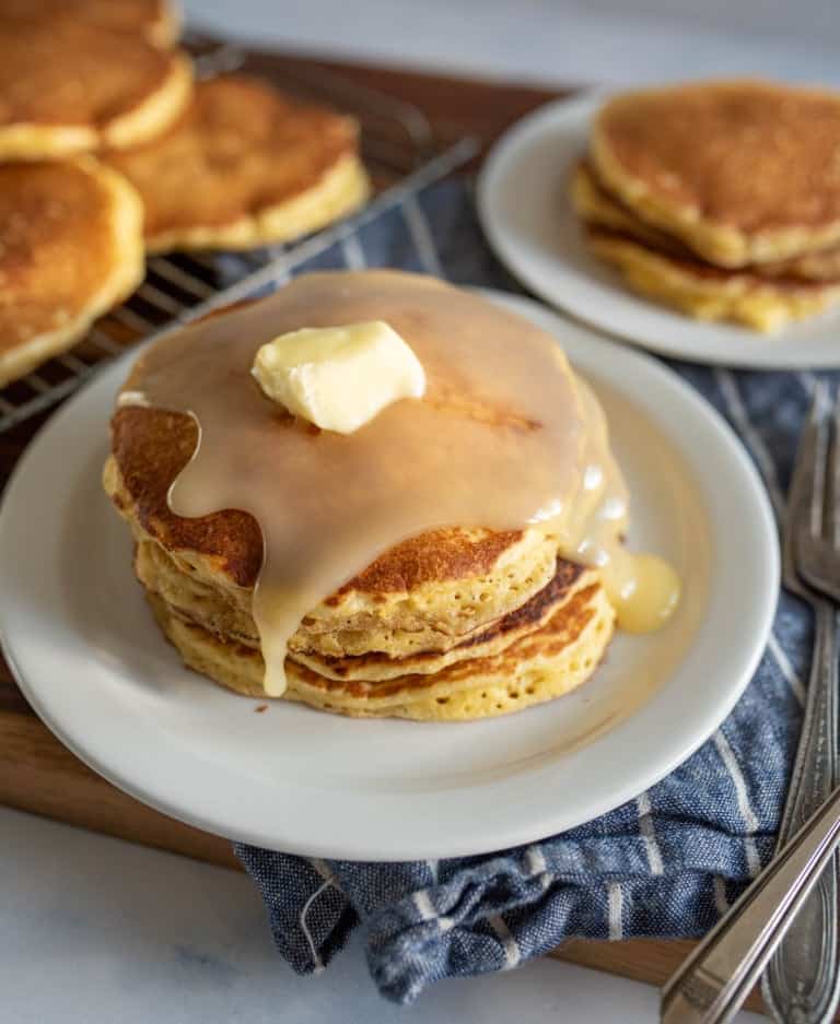 Stack 'Em High: Golden Cornbread Pancakes — Bless this Mess